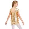 Girls Jazz Dance Costume Mock Neck Short Sleeve Tiered Ruffle Cutout Top Metallic High Waist Shorts Set