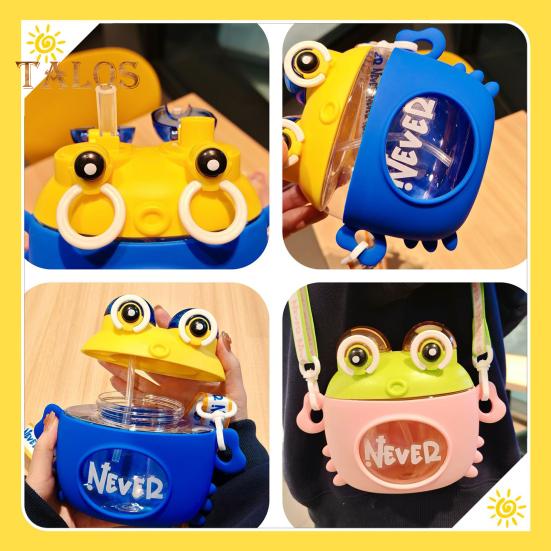 Детская бутылка для воды с ремешком и соломинкой в виде краба, мультяшная кружка для питья, кувшин для мальчиков и девочек, емкость 600 мл, бутылка для воды для активного отдыха и использования в школе