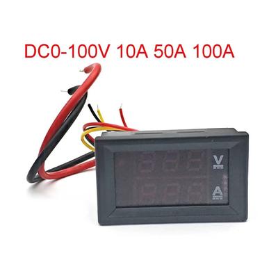 DC0-100V 10A 50A 100A Вольтметр Амперметр Красный Синий Светодиодный Ампер Двойной Цифровой Вольтметр 0.28'' Светодиодный Дисплей 50A 100A Шунт