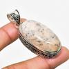 Honey Dendritic Gemstone Handmade 925 Silver Plated Jewelry Pendant 2.08"