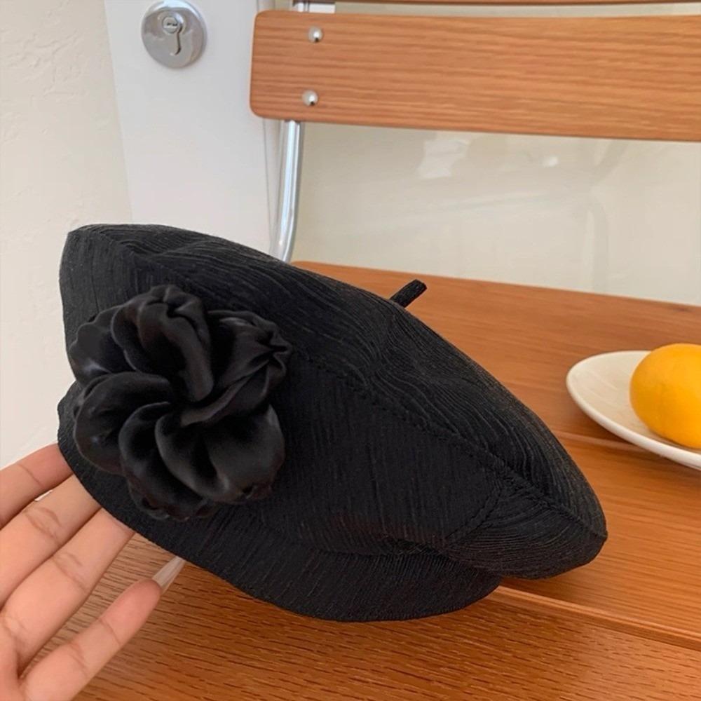 Тонкий Берет с Цветком Французский Стиль Шапка Художника Без Полей Шляпа Художника Женщины/Девушки