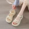 Flat-soled Sandals Female Summer New Models Go Out Fashionable Cross-strap Fairy Style with Skirt Soft-soled Beach Shoes Female