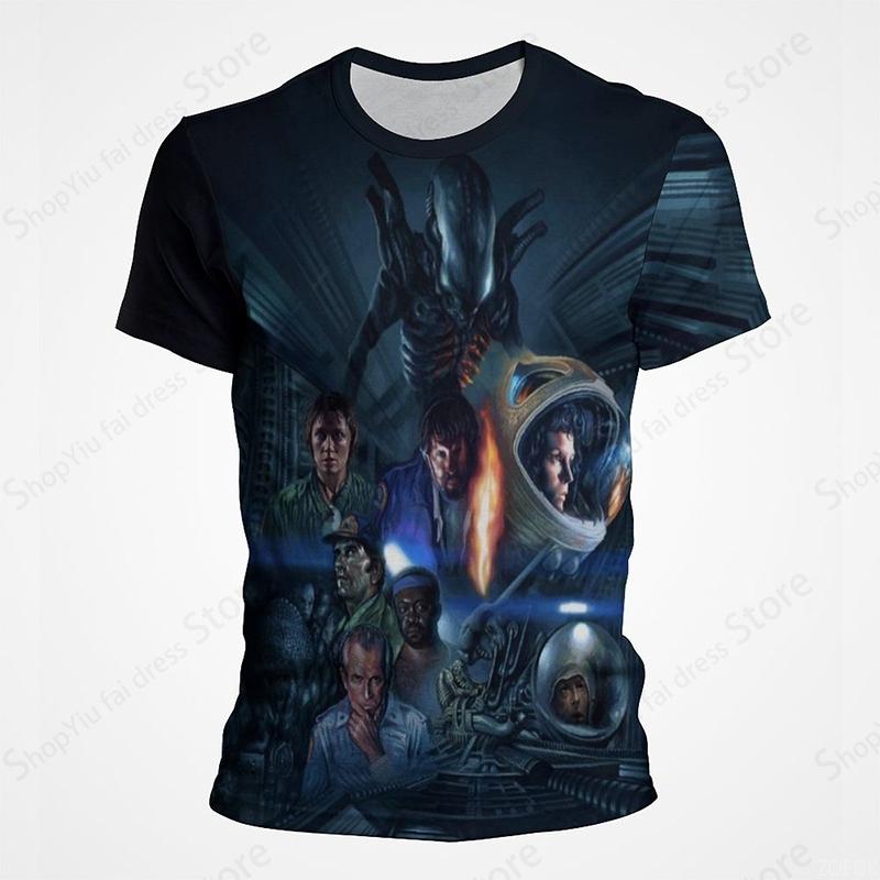 Movie Alien Mutation 3D Printed T-shirt Men's Fashion Hip Hop Trend Short Sleeve Top Cartoon Anime Role Playing Costume