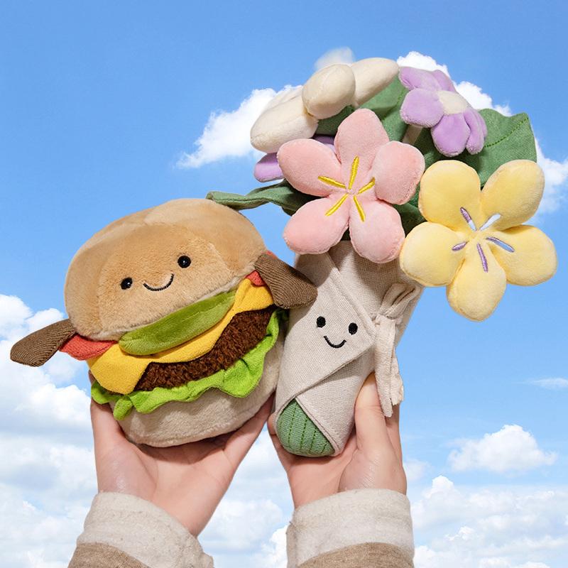 15cm Cute Cartoon Hamburger Stuffed Animal Plush Toy Stuffed Animal Hamburger Plush Toy for You Kids Gift Holiday Birthday