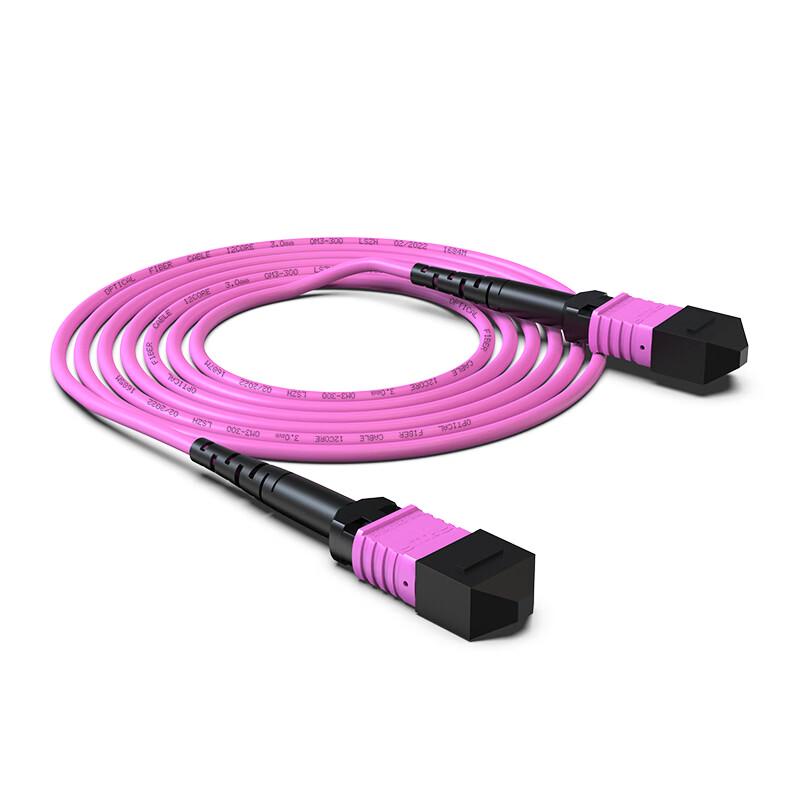 12-Core MPO-MPO OM4 Multimode Fiber Optic Patch Cord