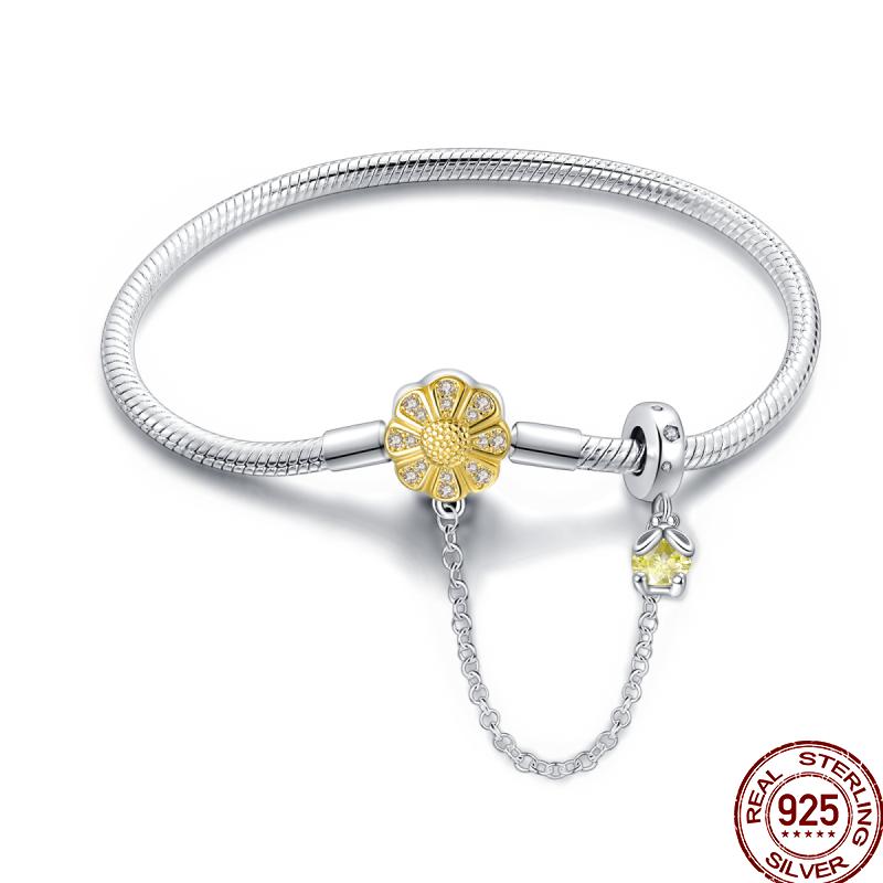 925 Silver 17-20CM Heart Pave Zirconia Original Bracelets Infinity Bracelet Fit DIY Charms Bead Birthday Jewelry Gifts Hot Sale