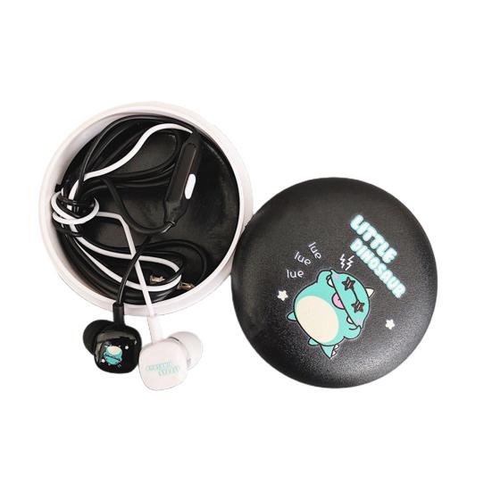 Universal Cute Cartoon Earbuds Bass In-Ear Wired Mic Earphone with Storage Box