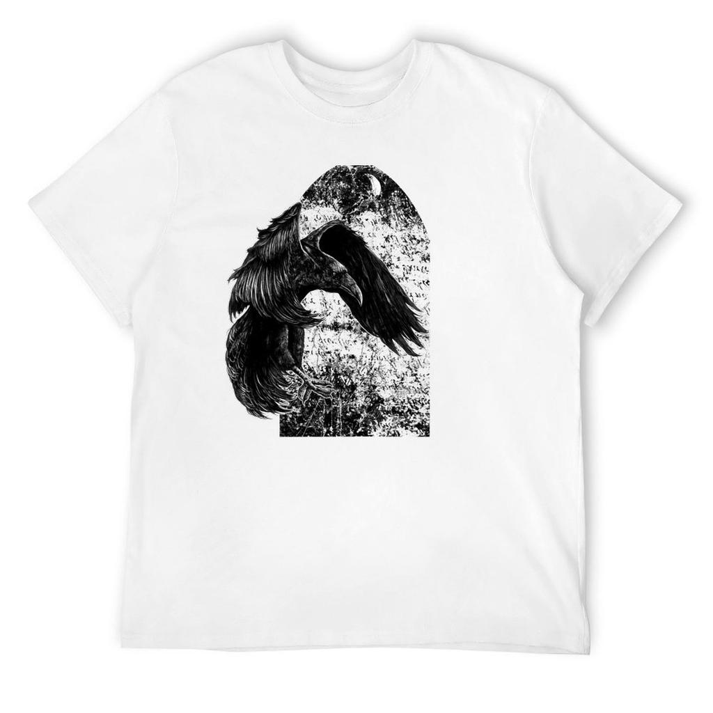 The Raven's Promise' Gothic Illustration by Kim Fowler T-Shirt Summer Top Plus Sizes Shirts Men Graphic