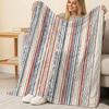 Striped Flannel Throw Blanket: Lightweight, Soft & Warm Cozy, Minimalist Home Use for Christmas Halloween