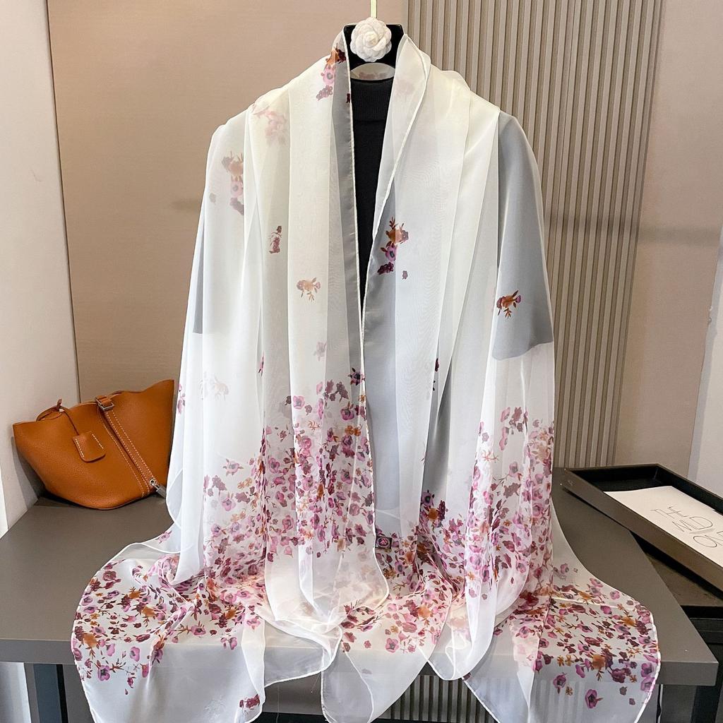 180*135cm Summer Silk Scarf Women Outdoor Shawl Bandanna Foulard Female Beach Fashion Luxury Oversized Shawl Head Hijab Wrap