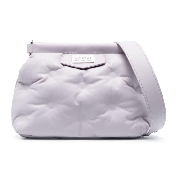 Maison Margiela Logo Patch Messenger Bag Leather Crossbody Shoulder Bag Small Women bags Light-Purple White SB1WG0028P4300T5166
