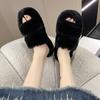 Fashion 2024 New Women's Fashion Winter Home Furry Cross Fluffy Flip Flops
