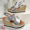 Золотые Серебряные Босоножки на танкетке для женщин Летние Массивные Туфли-гладиаторы на платформе Женская Мода Толстая подошва Задний ремешок Сандалии