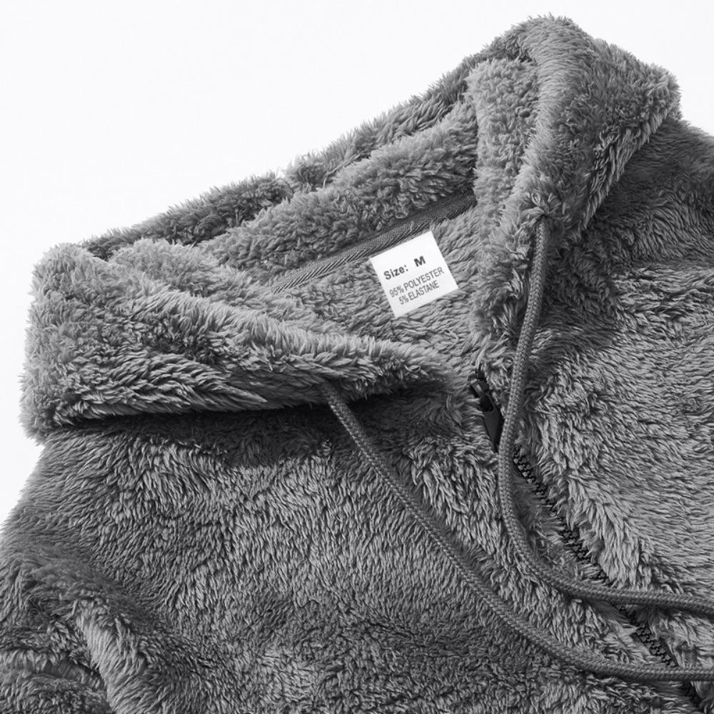 2025 Американский стиль Осень/Зима Куртка Мужская Толстая Теплая Двусторонняя Флисовая Куртка Свободный Кардиган на Молнии Повседневная Куртка с Капюшоном