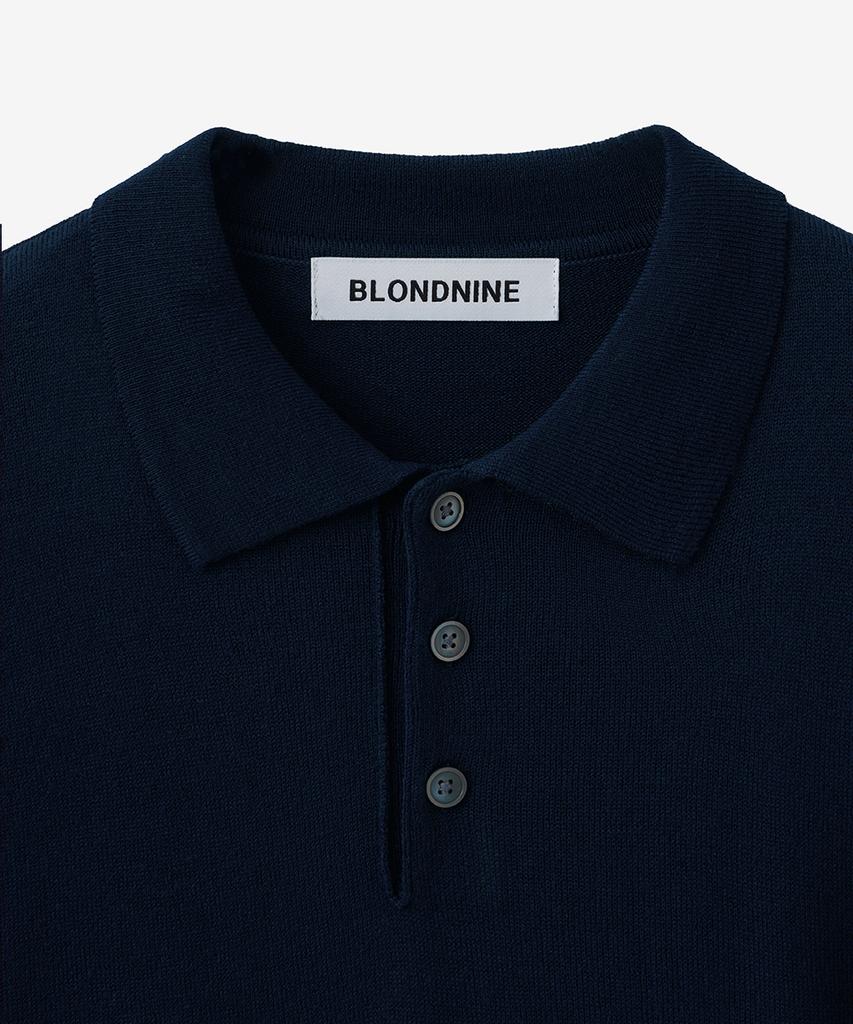 BLOND9 Button Collar Knit_Navy