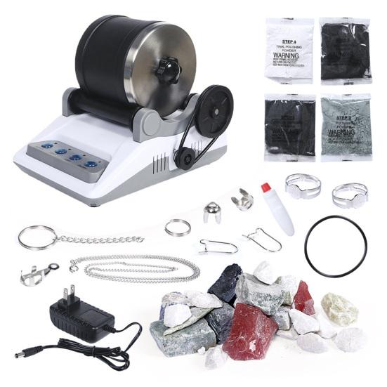 Набор для электрической полировки камня с порошком для шлифовки натурального камня, аксессуары, сделай сам, для детей и взрослых, съемная машина для галтовки камней, для малышей, STEM-образовательный