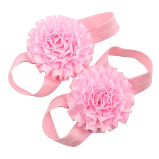 2Pcs Baby Infant Toddler Girl Ribbon Flowers Barefoot Sandals Sock Toe Shoes