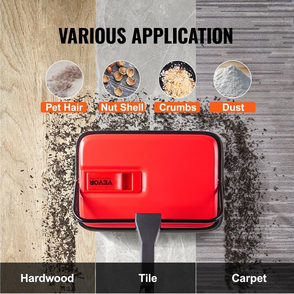 Carpet Floor Sweeper Manual 170mm Width Sweeping Paths Red