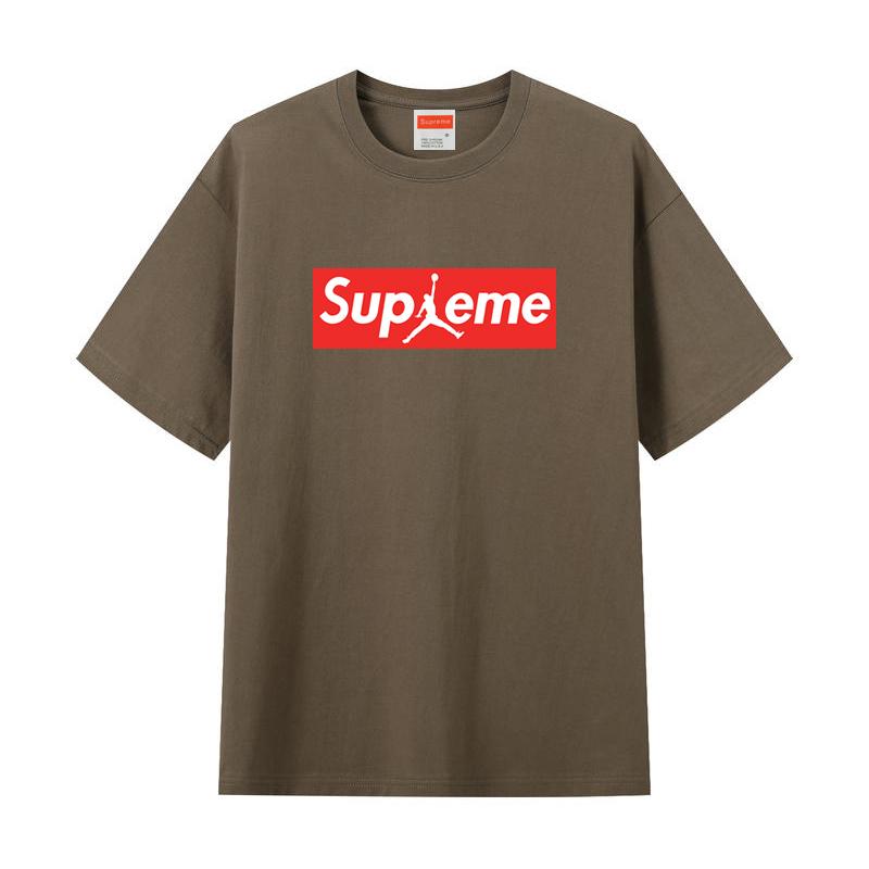 Футболка ZL06 Supreme 2025 из чистого хлопка с круглым вырезом и принтом, высококачественная парная футболка