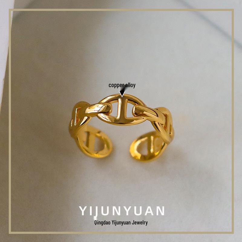 Европейский и американский минималистичный женский роскошный ретро-кольцо с открытым пальцем в виде свиного пятачка