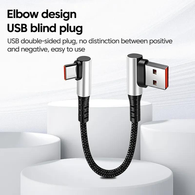 Olaf Fast Charging Short Cable USB Type C To Type C 6A 90 Elbow 25CM 50CM For Power Bank USB C Cable For Iphone 15 Huawei Xiaomi