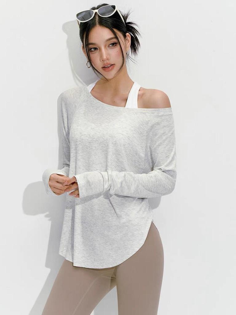 Женский ребристый топ для йоги с длинным рукавом - Коллекция Осень/Зима, Облегающий крой, Ощущение второй кожи, Идеально подходит для пилатеса и спортивной одежды для улицы