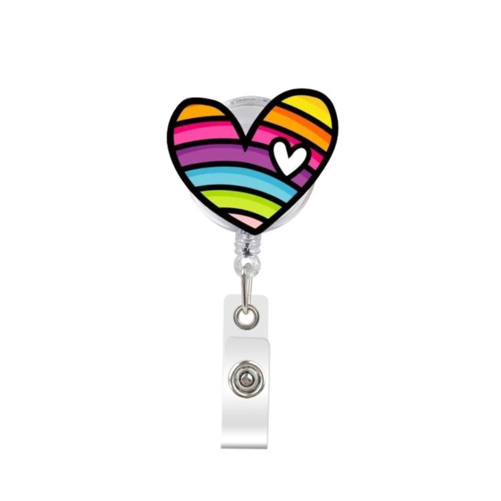 Students Card Flower Name Card Holder Retractable Badge Reel ID Card Clips Nurse Badge Holder