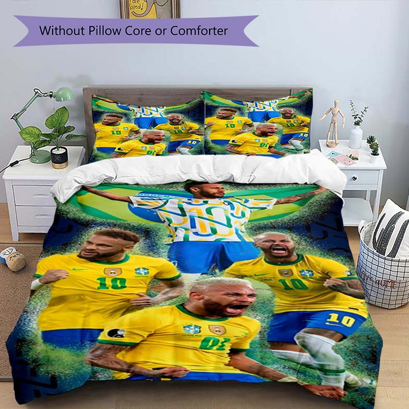 3pcs Neymar11 Design Cover Set - HD Printed Bedding with 1 Cover and 2 Pillowcases - Perfect for Home and Dorm Decor