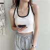 Летний новый корейский женский жилет с бретелью через шею, короткий, обтягивающий внутри, с основанием для ношения трикотажного топа