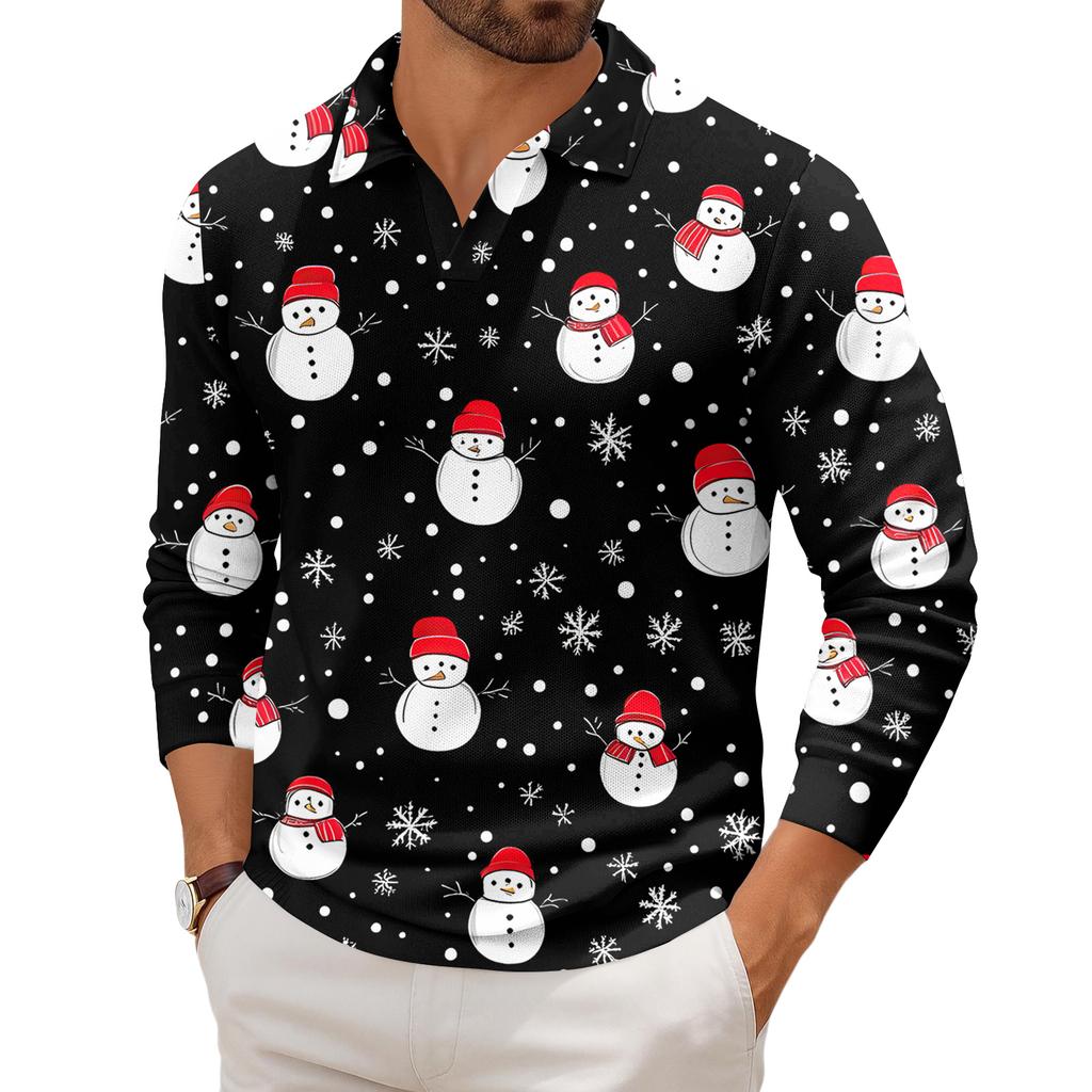 Men's Casual Collared Long-Sleeve Knit Base Layer Top