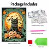 Halloween black cat and pumpkin pearl painting art full pearl handmade diy home decorations
