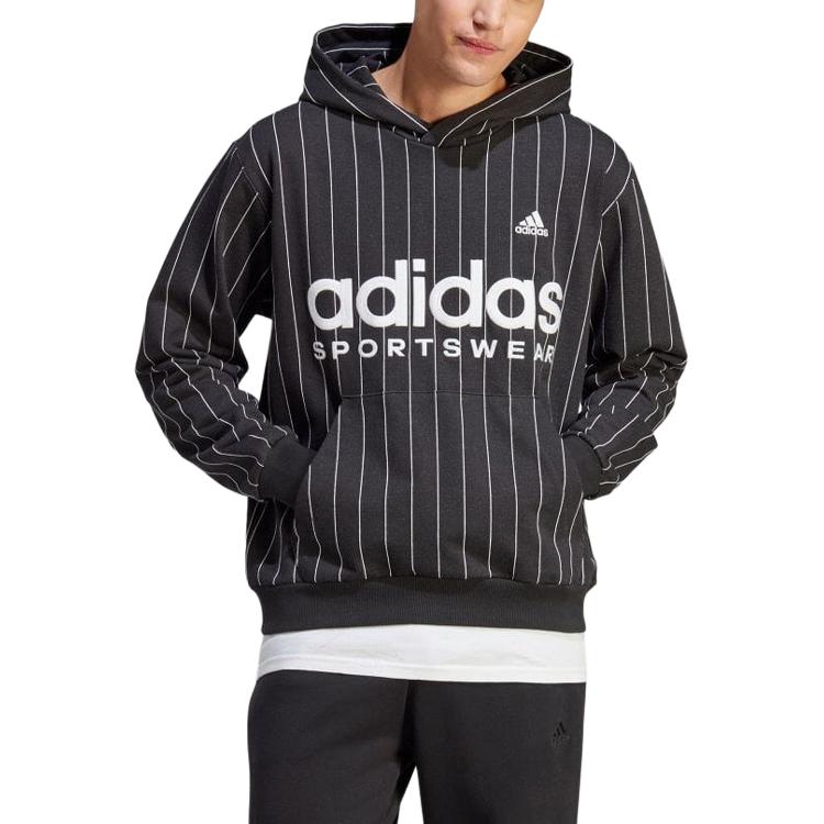 adidas Полосатая толстовка с логотипом, мужские топы, черный IB8381