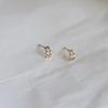925 Sterling Silver Plated 14K Gold Double Arc Zircon Mini Earrings for Women Small Exquisite Everyday Jewelry