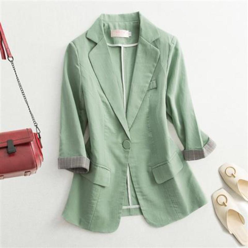 Стильный красочный повседневный пиджак для женщин, весеннее новое поступление, тонкое пальто с рукавами 3/4