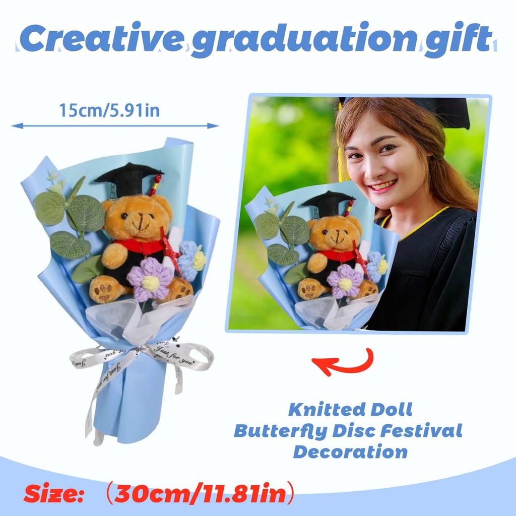 Graduation Season Cartoon Doll Flowers For Couples And Students Creative Gifts Cartoon Knitted Bouquet Doll