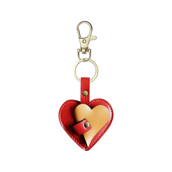 Handmade Faux Leather Heart Keychain Good Luck Decorative Love Charm Keyring Bags Backpacks Cars Accessories