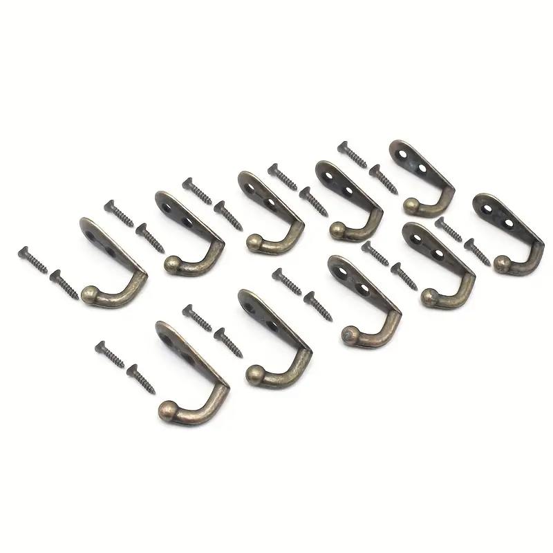 10PCS Wall Mounted Hook Metal Coat Bag Towel Hat Hanger Single Hook for Kitchen Office Bathroom Home Storage