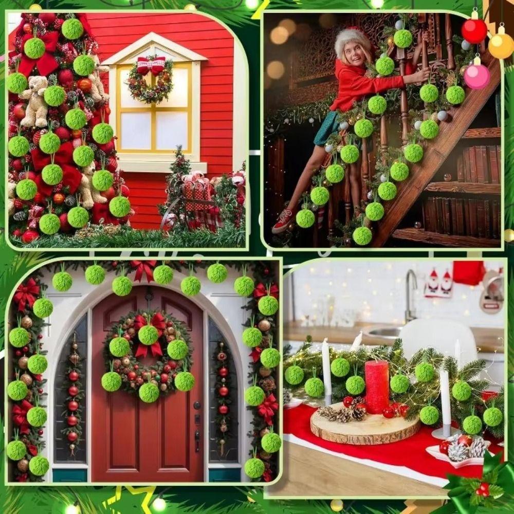 12Pcs Faux Fur Christmas Plush Hanging Ball Solid Color Hanging Tree Decor Party Supplies