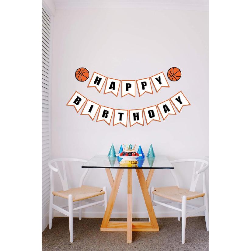 Basketball Birthday Banner | Basketball Theme Happy Bday Bunting Sign, Basketball Party Decoration
