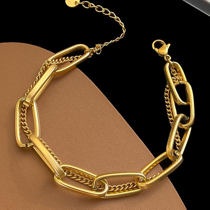 Двойной браслет из титановой стали с цепочкой, женские украшения, цветные браслеты, аксессуары