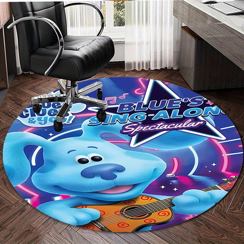 1pc Pistas da Blue Blue’s Clues3 Design Printed Area Round Carpet for Bedroom Living Room Home Decor Rugs Mat Non Slip Mat Rug for Bedside