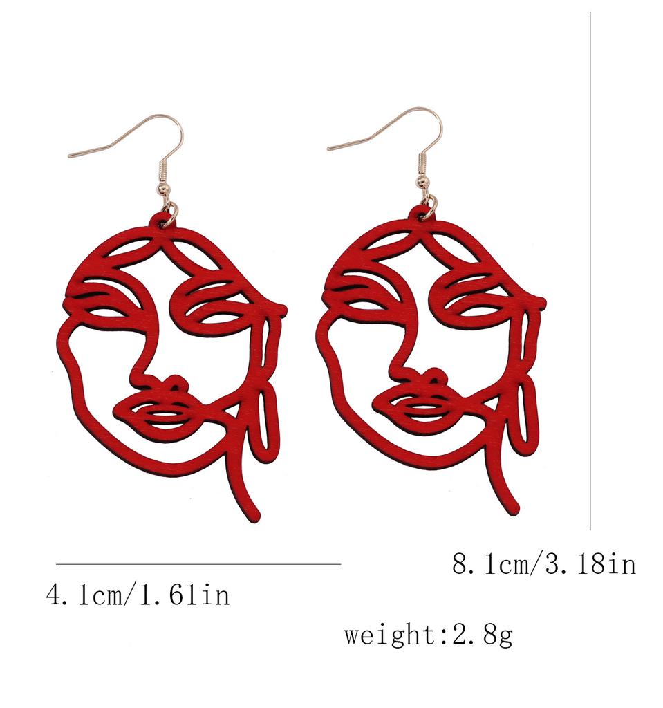 Нишевый дизайнерский стиль, персонализированные серьги, модные и трендовые деревянные серьги-крючки с лазерной резкой в виде абстрактного лица