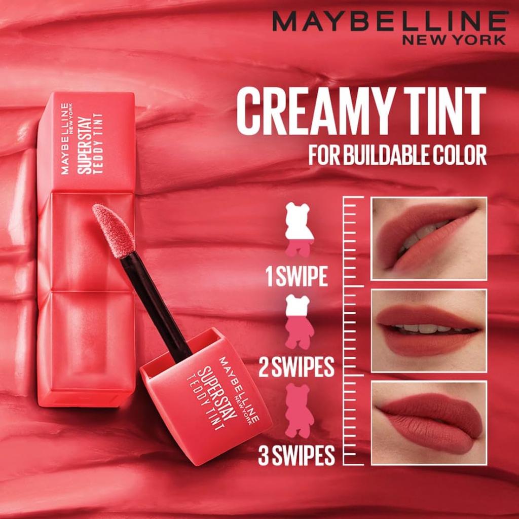 Maybelline New York Super Stay Teddy Tint Цвет для губ и щек 5 мл Skinny Dip Стойкий Матовый