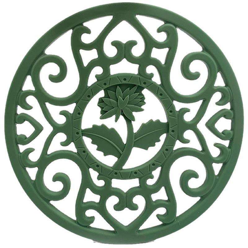 Силиконовая подставка под горячее в форме хризантемы - Круглая, Защита от ожогов, Термостойкая подкладка, Полая, Утолщенная, Среднего размера.