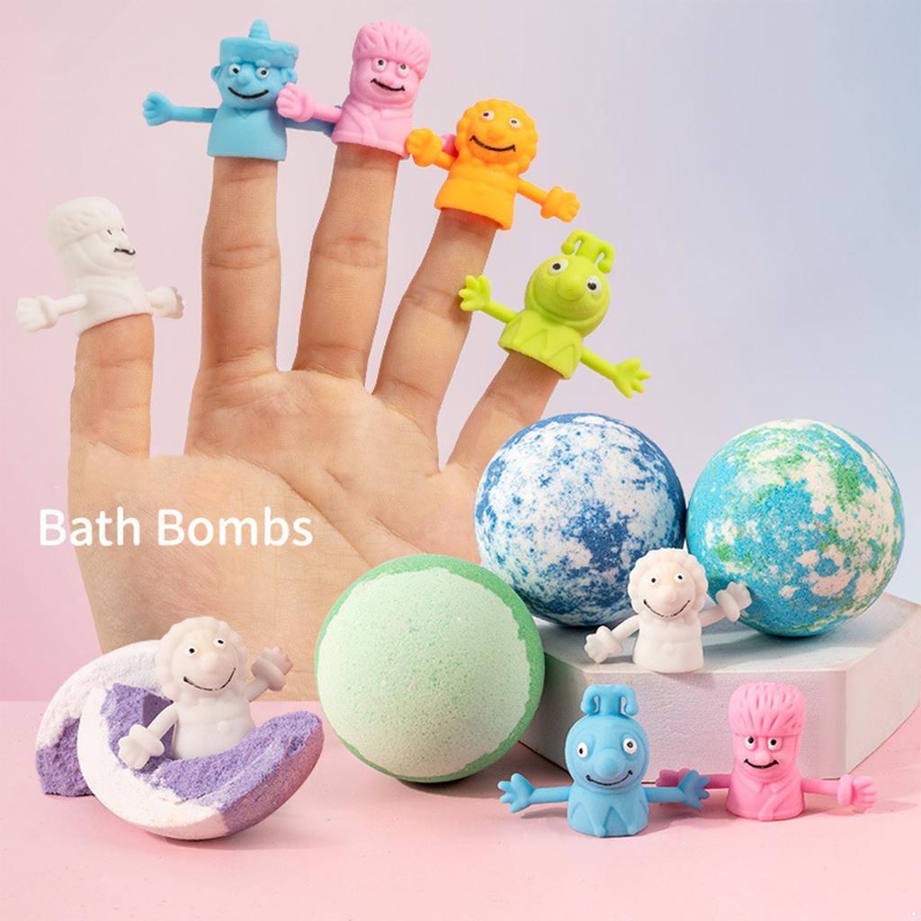 Handmade Bath Bombs with Surprise Thumb Toys Inside for Kids Gentle Nourishing Plant Oil Extract Bath Ball Gift Set