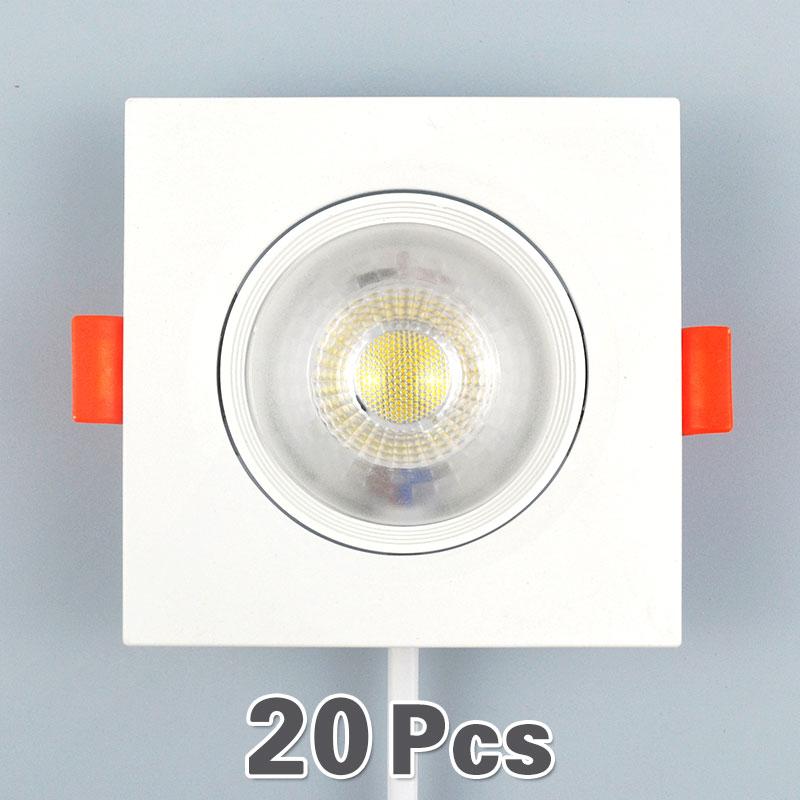 20pcs Led Downlight 5W 7W 9W 12W 110V/220V Ceiling Lamp Recessed Down Light Round/Square Leds Panel Light Spotlight