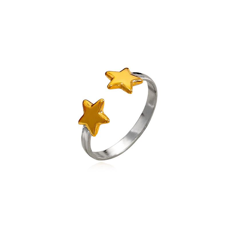 ins wind gold stainless steel open ring light luxury high sense simple star ring does not fade jewelry