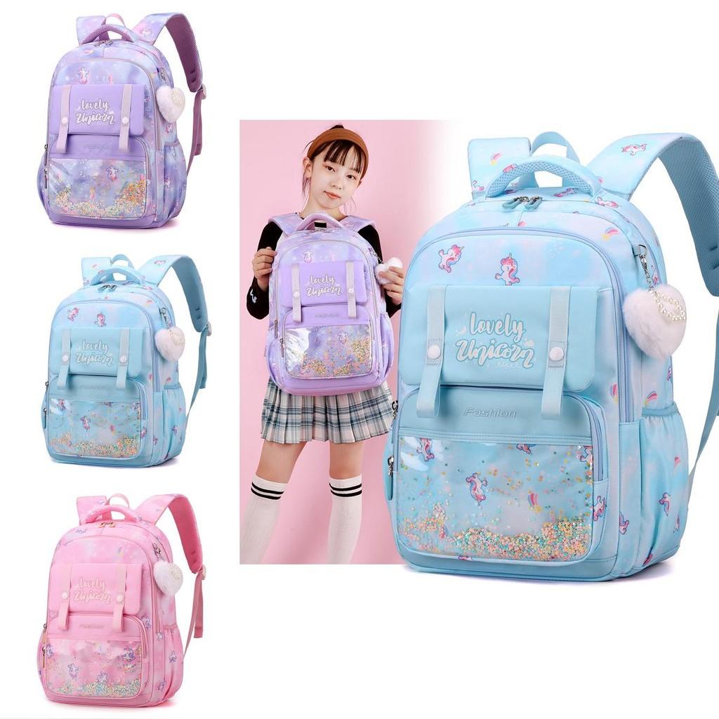 Unicorn Printed Rainbow Childrens Backpack Large Capacity Schoolbag Lightweight