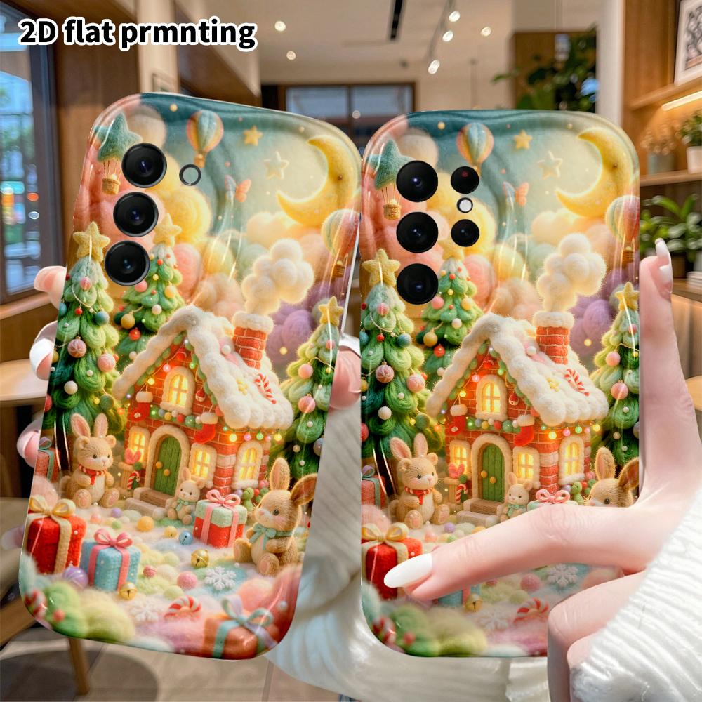 Phone Case: 2D flat, fits Samsung Galaxy A34 A35 M05 M06 S20 S22 S21 FE Plus 5G protective case, Christmas cottage, perfect holiday gift for Christmas