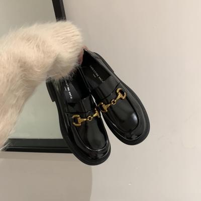 Кожаные лакированные кожаные осенне-зимние мягкие лоферы на платформе, новые маленькие кожаные туфли на платформе с круглым носком на блочном каблуке, женская обувь